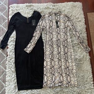 Fashion Nova Long Sleeve Sheath Dress & Black w Gold Zipper Long Sleeve Dress